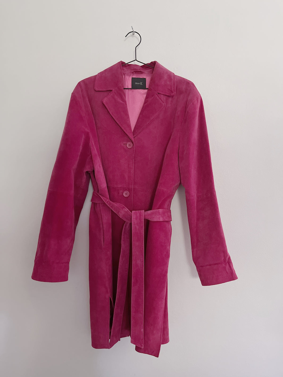 Pink suede frakke