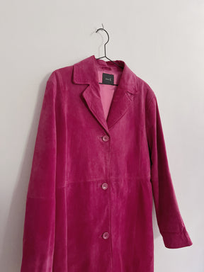 Pink suede frakke
