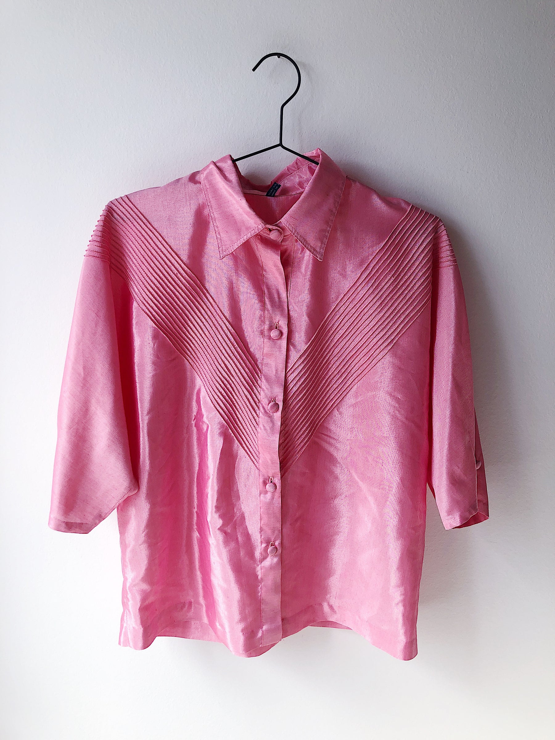 Pink silke skjorte