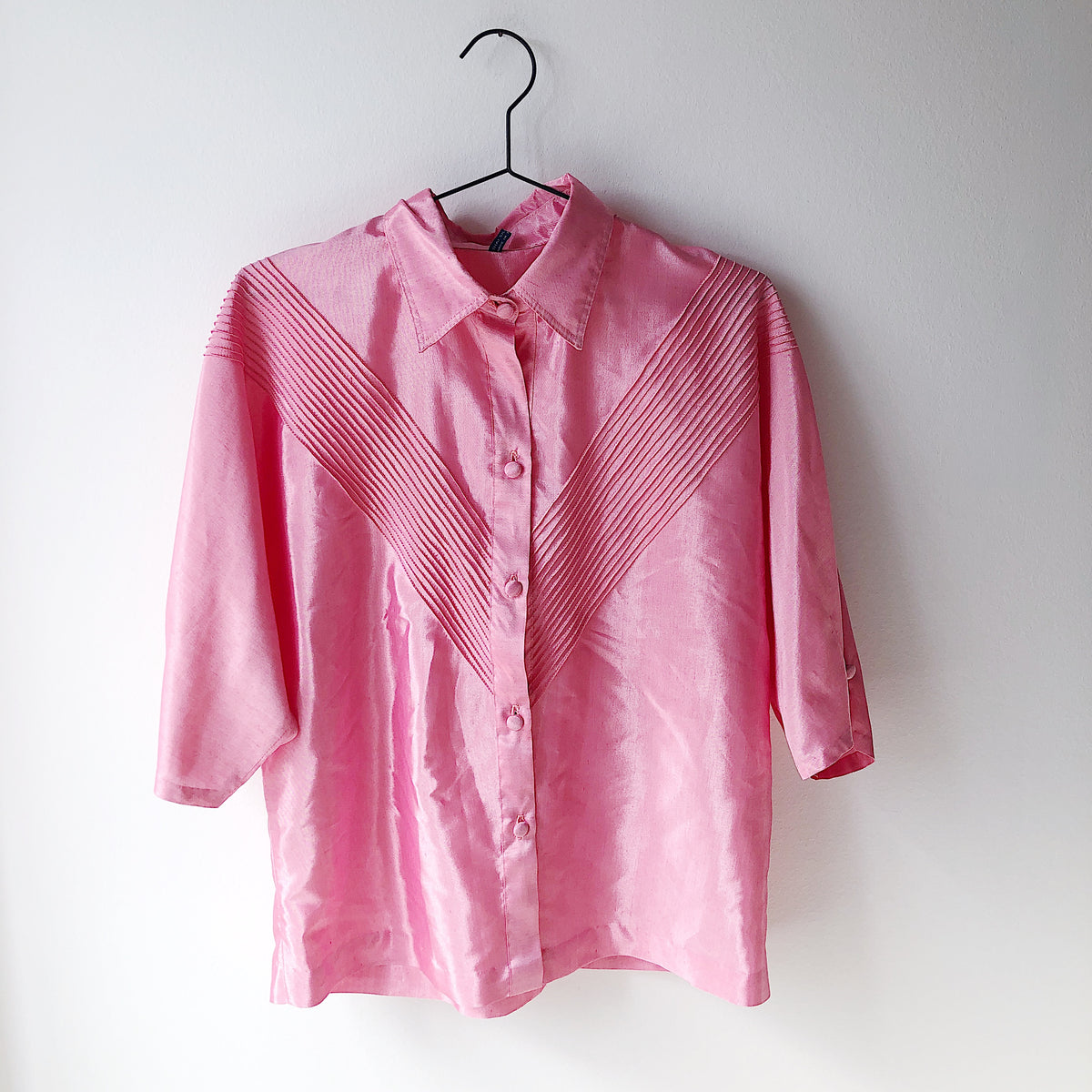 Pink silke skjorte