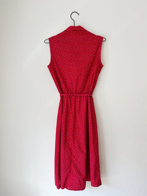 Rød vintage kjole m. blomster