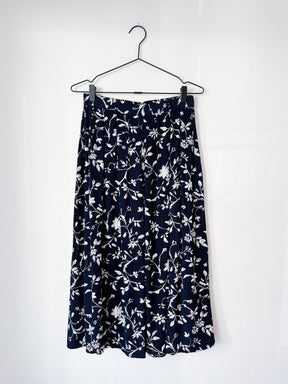 Vintage nederdel m. blomsterprint