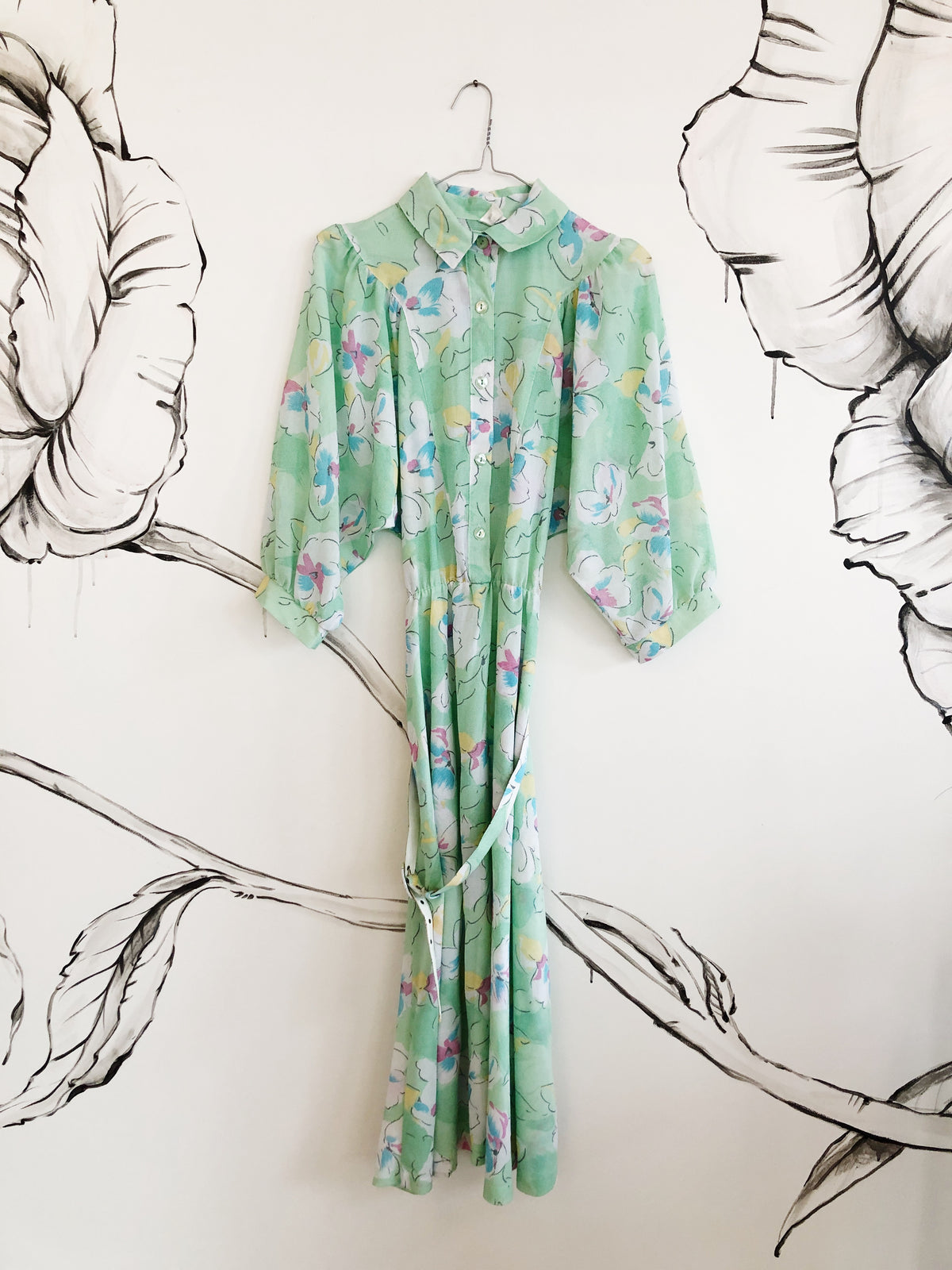 Vintage kjole med blomsterprint