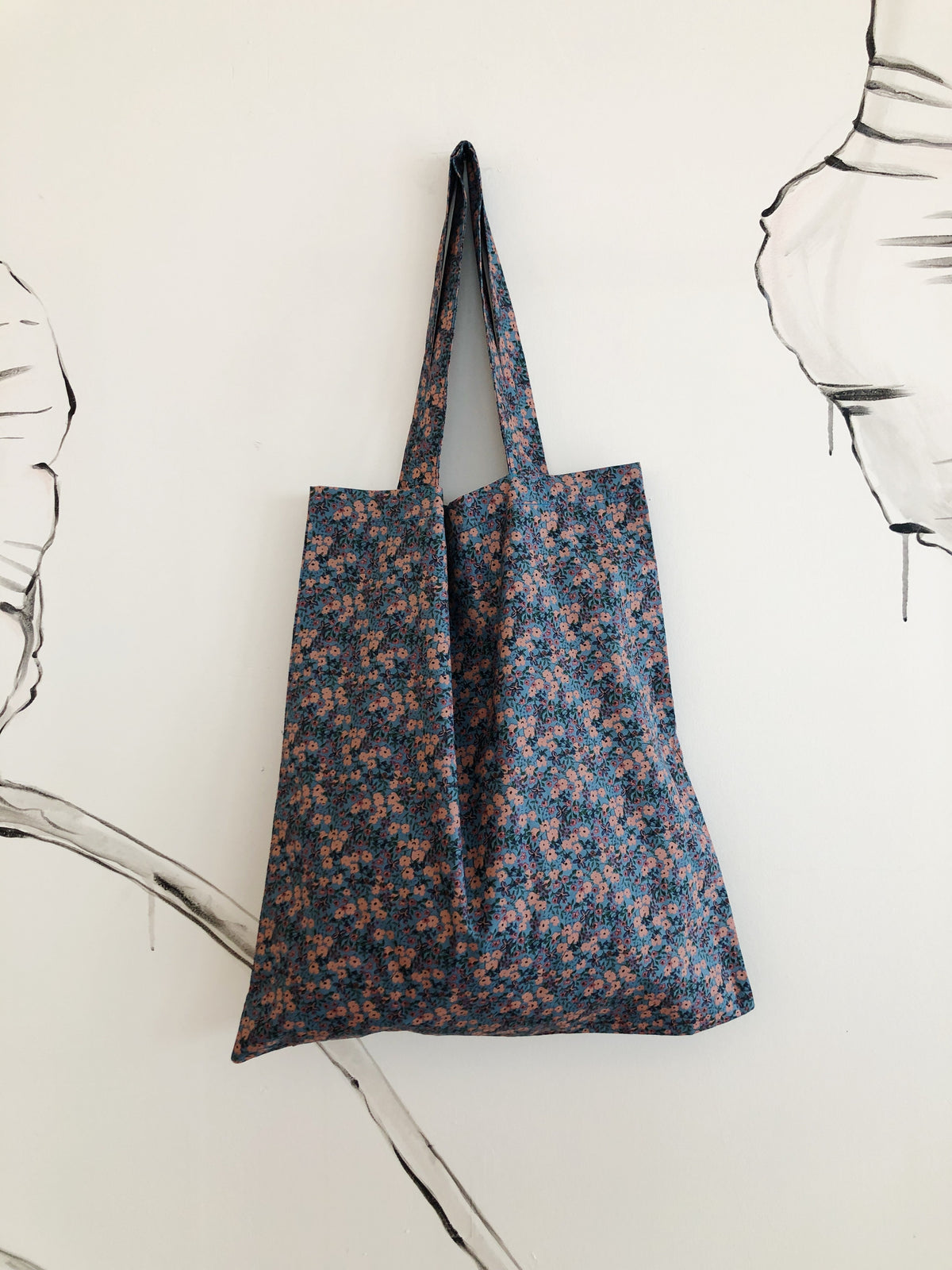 Tote bag med blomsterprint