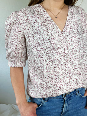 Blomstret bomulds bluse